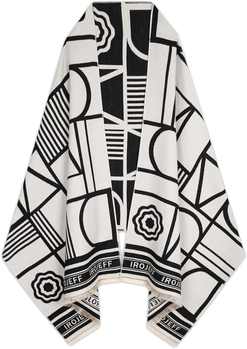 EXTREE Scarfs for Women Pashmina Silky Shawl Wrap for Evening Dressing Blanket Open Front Poncho Cape - Image 1